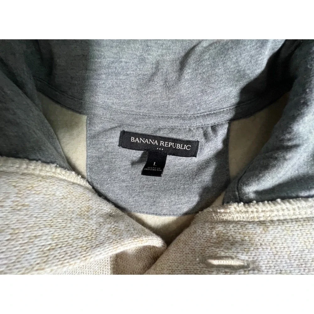 Banana Republic Pullover Mens Large Oatmeal Excellent Quarter Button‎ Sweater